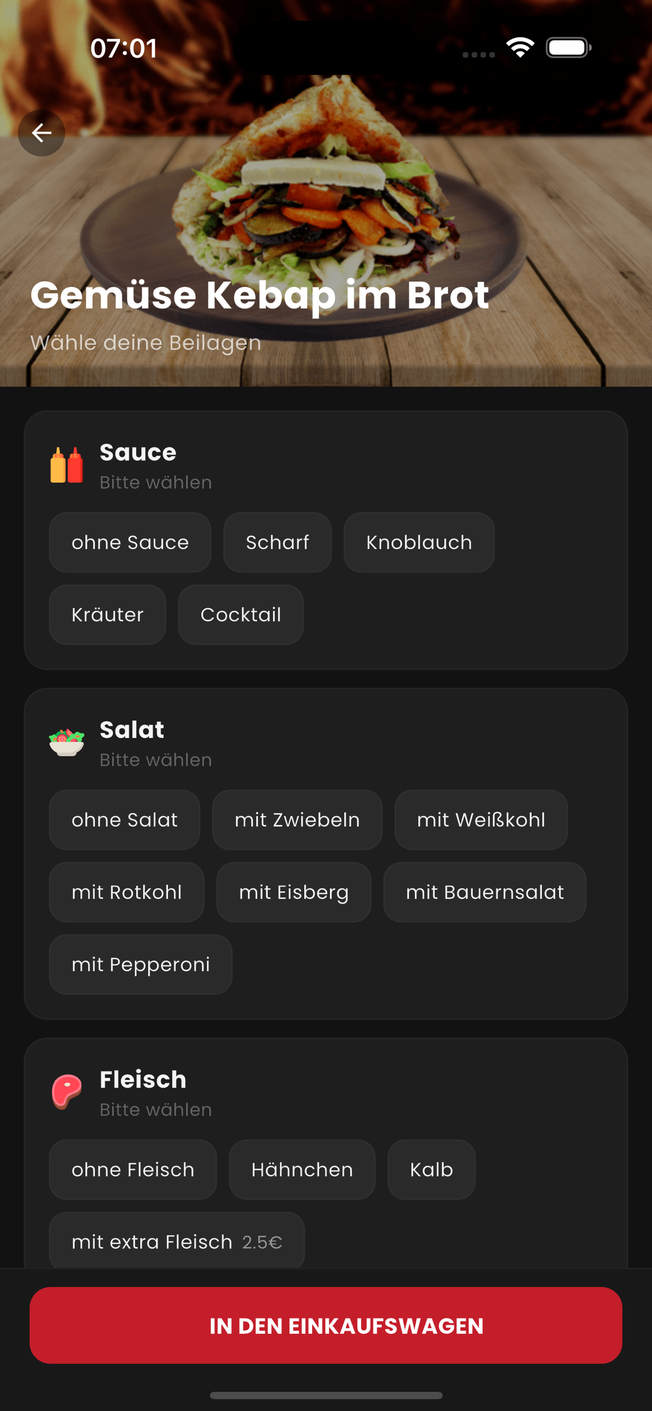 Zutaten wählen